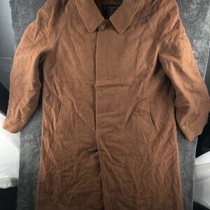 Burberry England Made 50R Wool Camel Blend Trench Coat Lined Brown Men Long